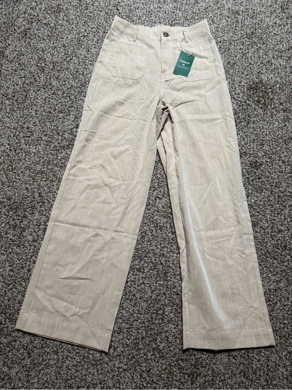 Halara High Waisted Straight Leg Casual Linen-Feel Pants with Pockets